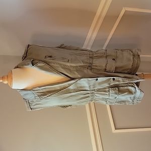 KENNETH‎ COLE REACTION NeW Green Cargo Utility Notch Collar Elastic Waist Vest L